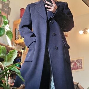 D. & E. Dalton Cashmere Long Vintage Peacoat Navy Blue Made In England - M